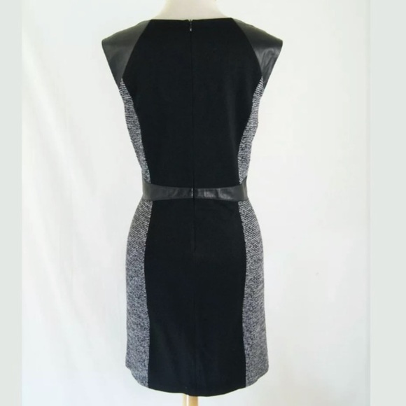 Rebecca Taylor Caitylin Wool Tweed Lamb Leather Trim Shift Dress Size 12 EUC - Picture 4 of 5